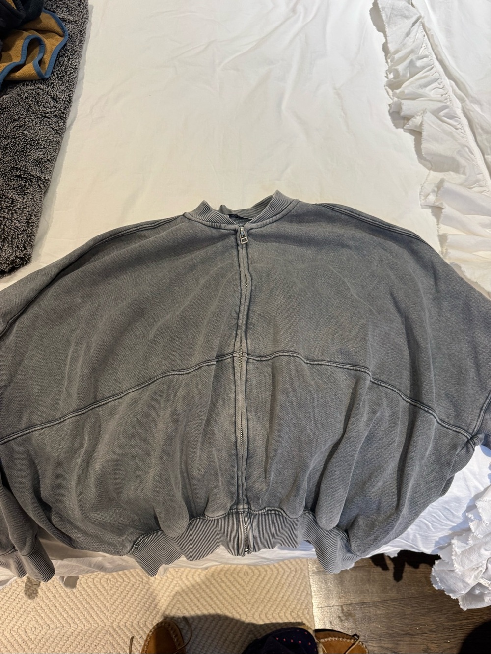 Zara Distressed Zip Sweatshirt